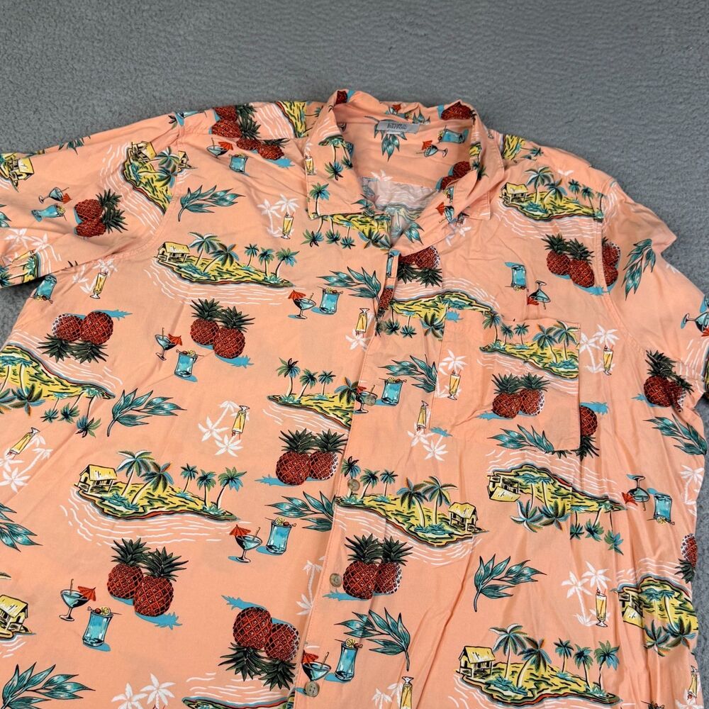CROFT & BARROW Hawaiian Shirt Men 4XLT Tall Rayon Floral Pineapple Button Pocket